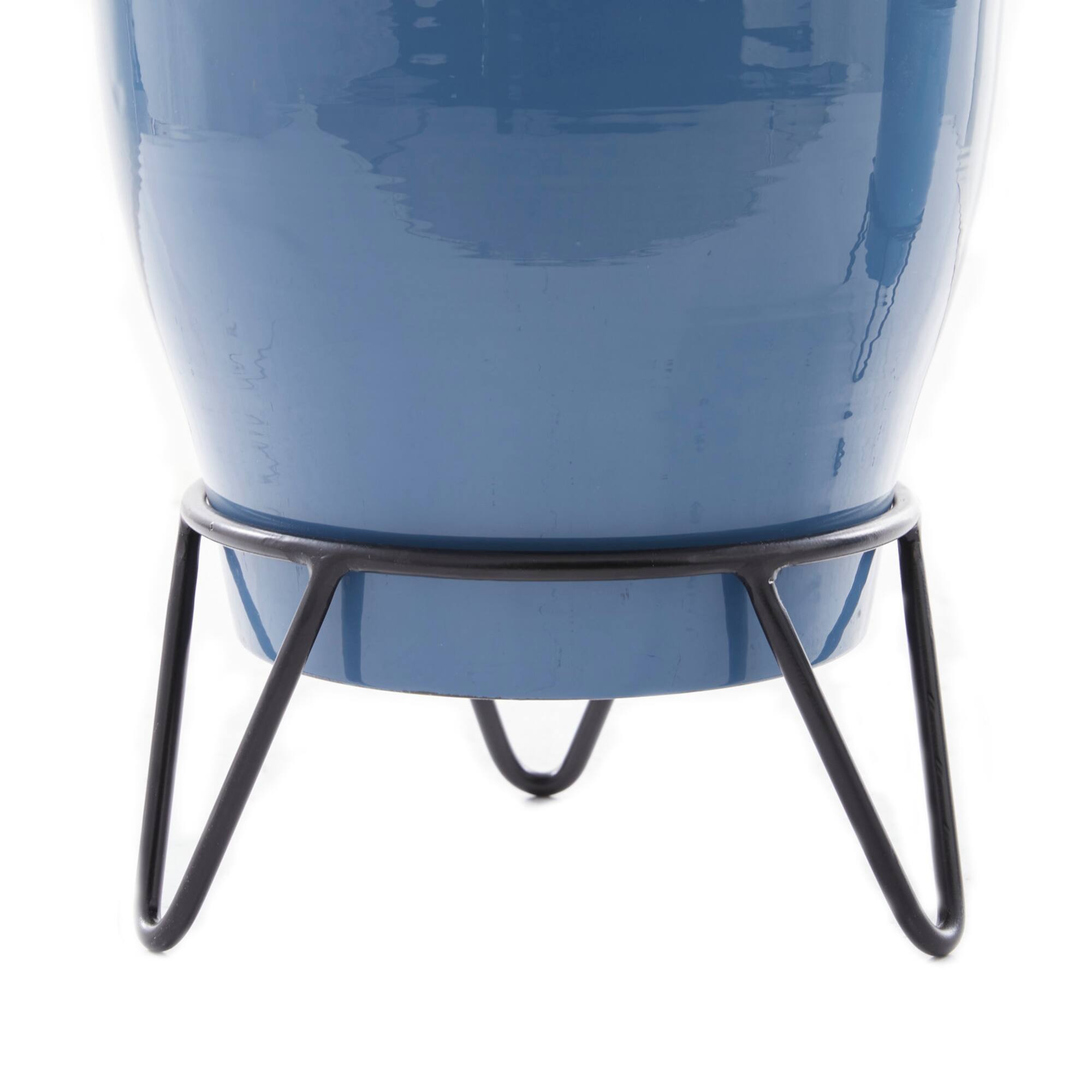 Set of 2 Blue Iron Modern Planter, 11" x 10" x 10"
